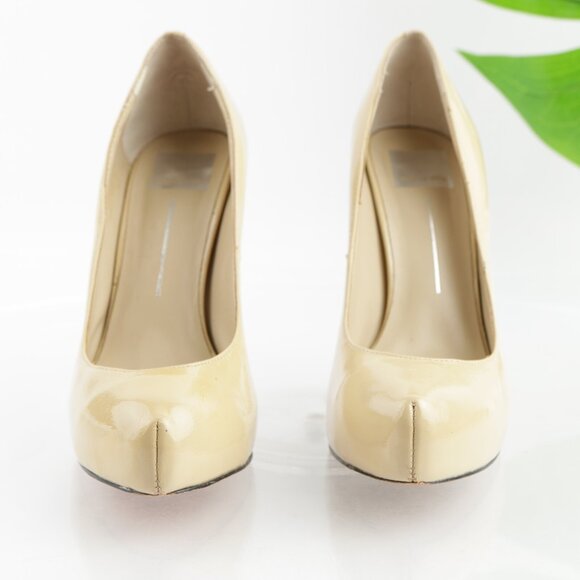 Dolce Vita Womens Madison Pump Size 8.5 Tan Nude Patent Platform Heel Dress Shoe - Picture 2 of 15